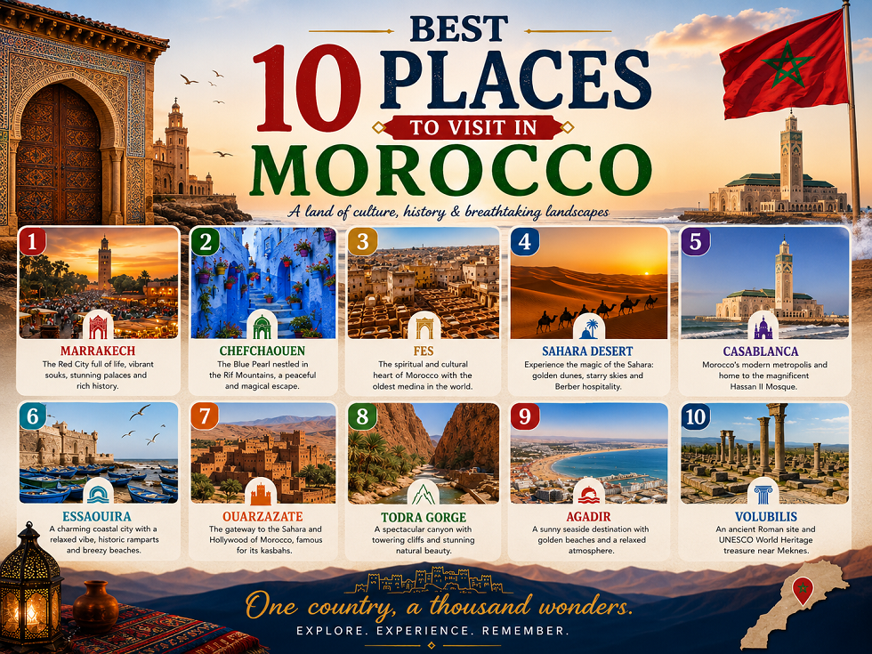 Best 10 places to visit in Morocco